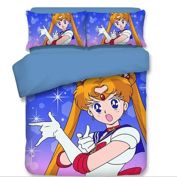 

Japanese Anime Sailor Moon Bedding Set Twin Queen King Size Flat Bed Sheet with Pillowcase Duvet Covers Teen Girls Textile Sets