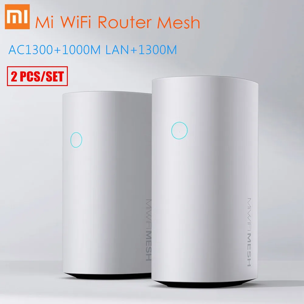 2 шт. сетчатый маршрутизатор Xiaomi Mi WiFi 4 + 5 ГГц умный Wi Fi роутер AC1300 1000M LAN 1300M ядра