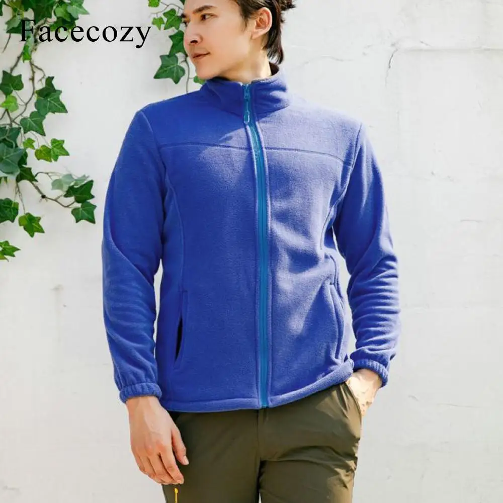 Facecozy для мужчин и женщин флисовая куртка для походов и кемпинга плотное теплое пальто на молнии осенне-зимние куртки для любителей спорта на открытом воздухе - Цвет: Men Diamond Blue
