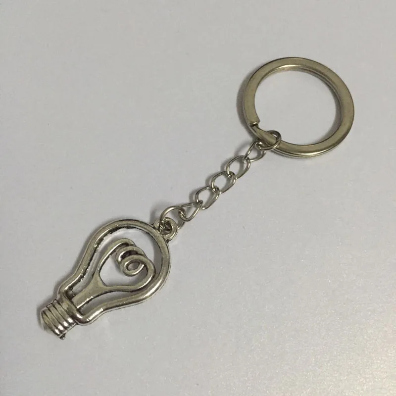 6PCS/Lot Vintage Lamp Bulb Key Charm Pendant Key Chains Handmade Key