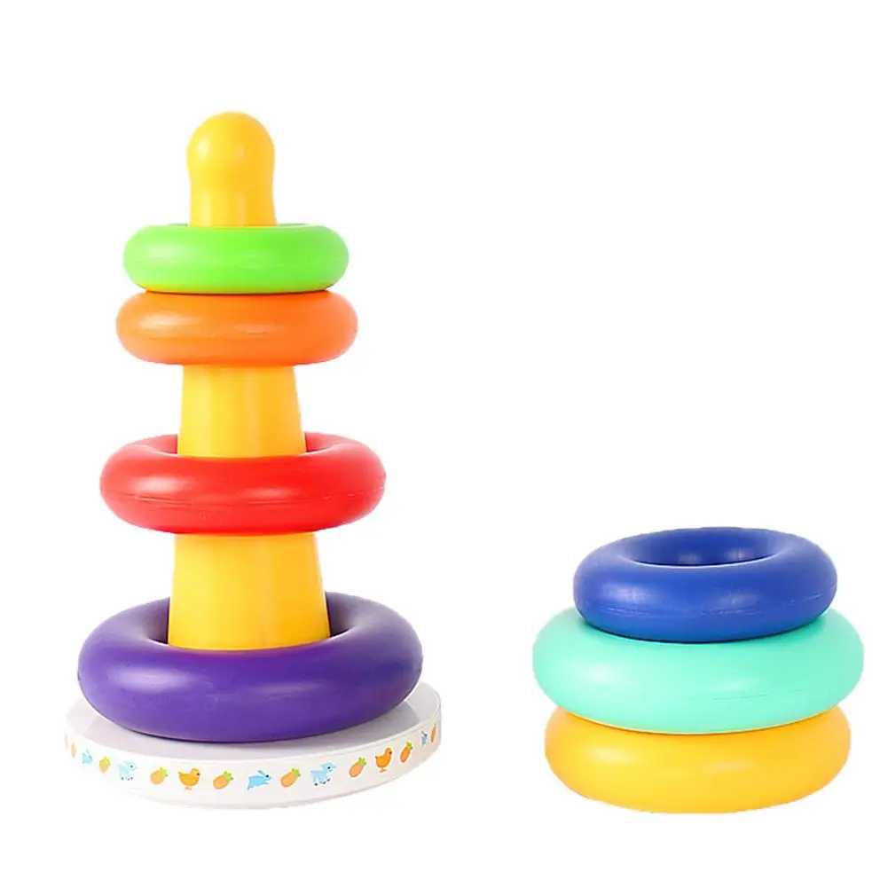 

Sunny Music Colorful 2101 Rainbow Tower Tumbler Layer Stacking Seven-Color Rings Children Stacking Rings Baby Stacked Toys