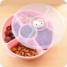 Cute Kitty 5 сетки Закуски Ящик Для Хранения Конфеты. Мультфильм Прозрачные Ящики Для Хранения Дело Держатель. Sealed Холодильник Четкими. организатор