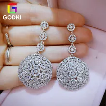 Модные женские вечерние серебряные серьги-гвоздики GODK со сверкающим кубическим цирконием