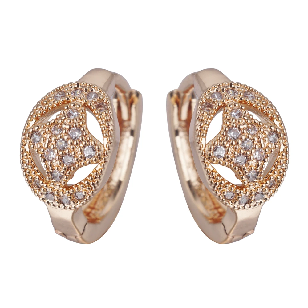 

Yunkingdom Statement Rose Gold Earrings Round Circle Crystal Mini Hoop Earrings for Women Small Hoops