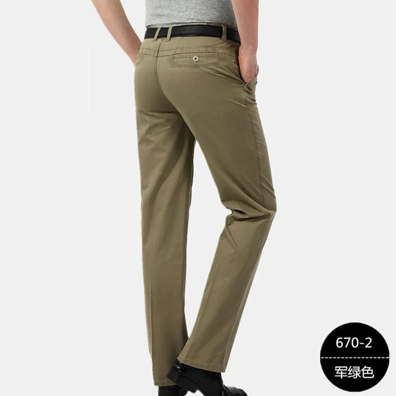 Новые высококачественные хлопковые мужские брюки для больших и высоких мужчин большого размера плюс классические деловые повседневные брюки полной длины