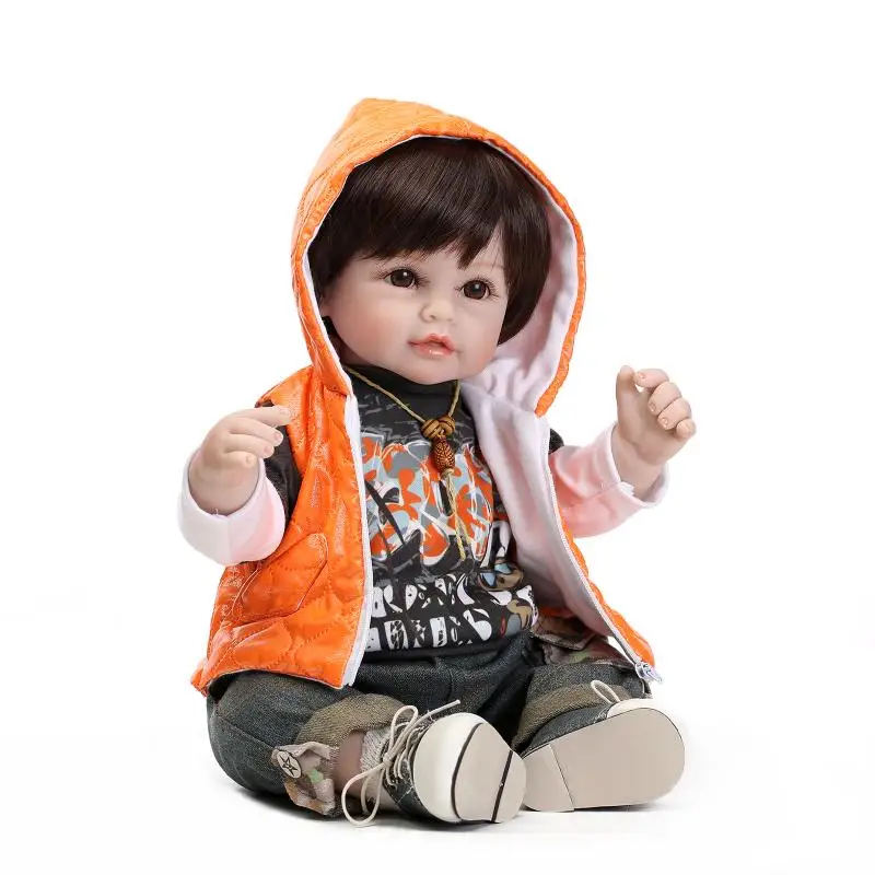 Reborn Silicone Boy Doll 55cm 22inch With Very Cool Jacket And Trousers NPK Brand Hot Sell