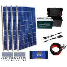 400W off Grid System 4pcs 100W Solar Panel Power Charge 12V Boat RV Power Home