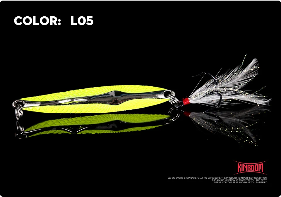 Kingdom Metal Jig spoon Artificial Bait Full Aqueous Layer Metal Material With Feather Hook Fish Sea Bass Fishing Lure Model 3406 (13)