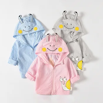 

Famuka Baby Hooded Jackets For Boy Girl Windbreaker Baby Outerwear Coat Summer Beach Sun Protection Clothing Kid Zipper Tops