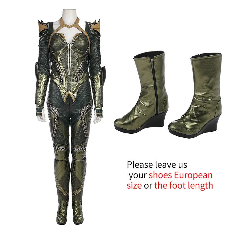 Высокое Качество Лига справедливости Аквамен Atlantis queen Mera косплей костюм для женщин Хэллоуин наряд настроить Mera платье - Цвет: Full Set with Boots