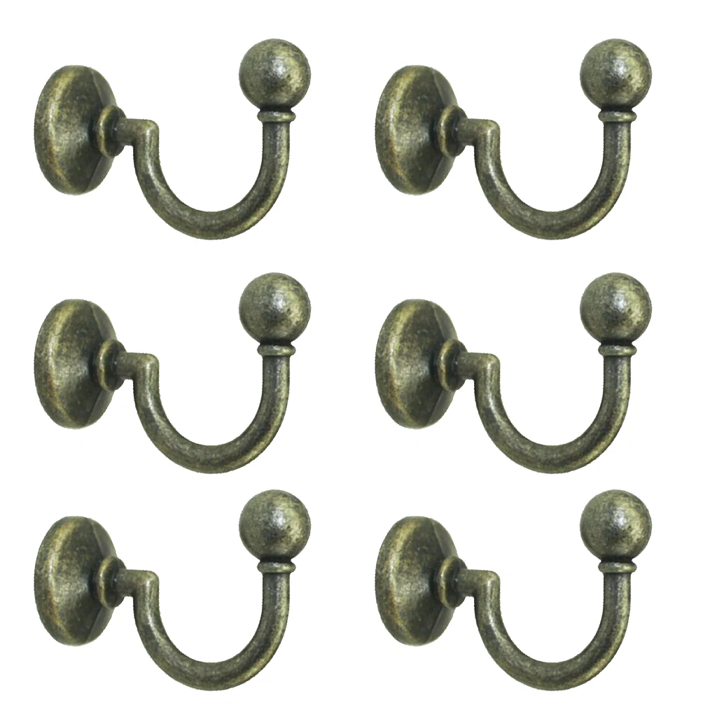 MagiDeal 6Pcs Cloth Coat Towel Hangers Door Keys Wall Kitchen Bathroom Hooks with Screws for hat Book Bags Closets Home Storage 