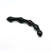 Black 5 Beads Glass Anal Butt Plugs female masturbation smooth Dildos adult female Masturbation Sex toy for gay Sex toy