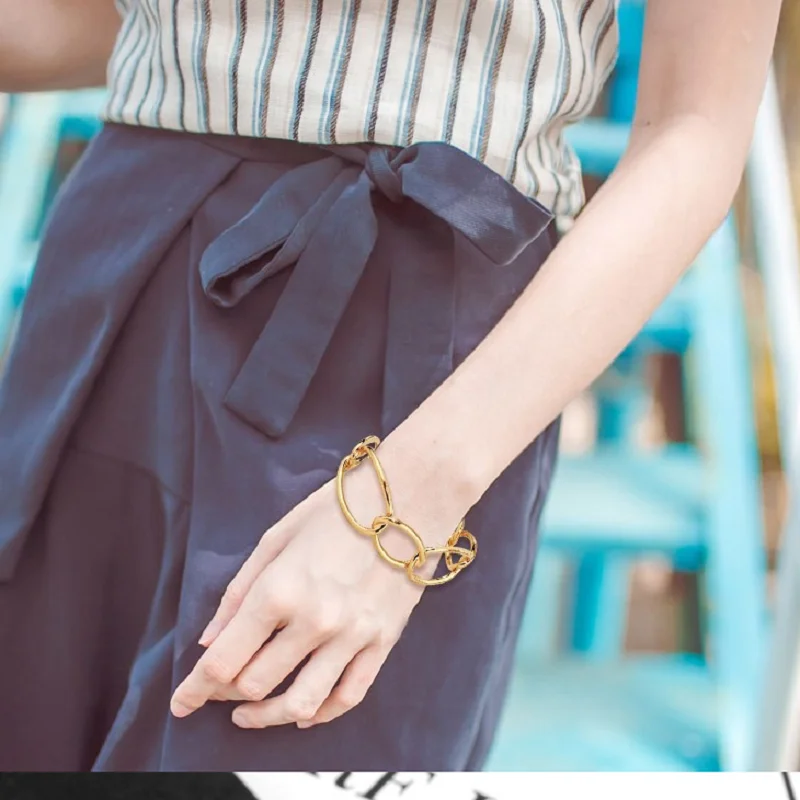 Женский Браслет манжета из розового золота с цепочкой|bracelets & bangles|bracelets bangles goldbangles