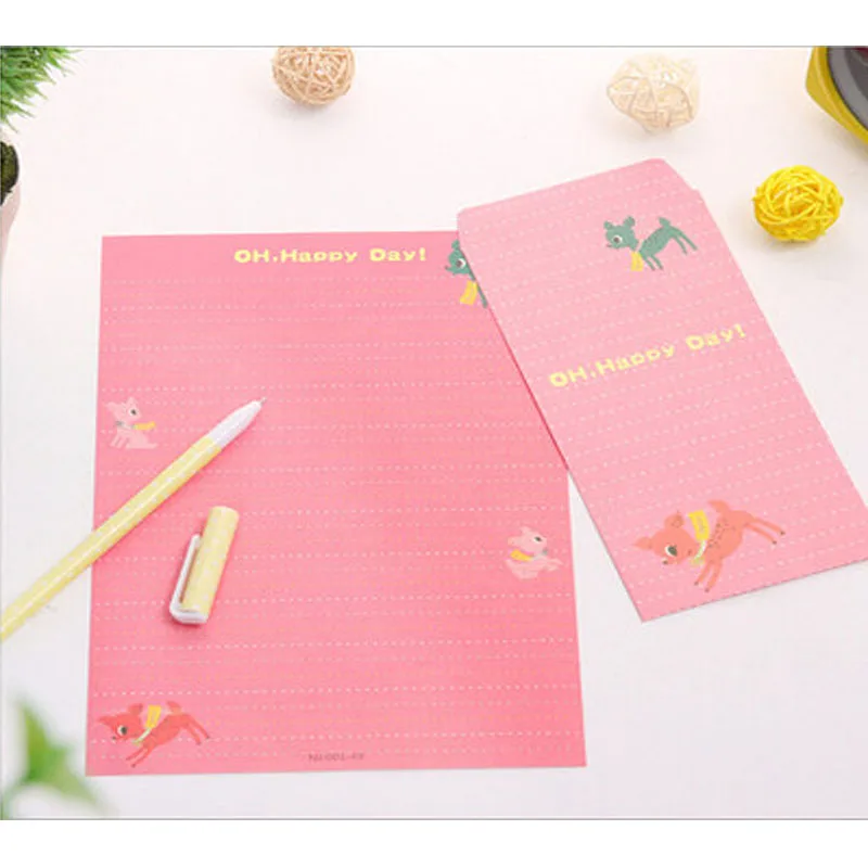  3pcs Envelop 6pcs Colorful Letter Paper Sets Kawaii Animals Big Size Envelopes Writing Paper Set We - 32961657059