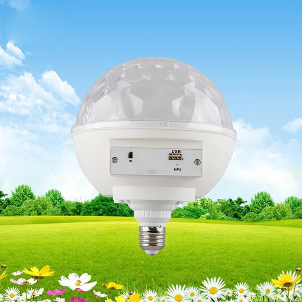 

USB Stage Light Home Small E27 Sound Control Bluetooth Disco Atmosphere Party DJ RGB Rotating Bedroom Crystal Magic Ball Led