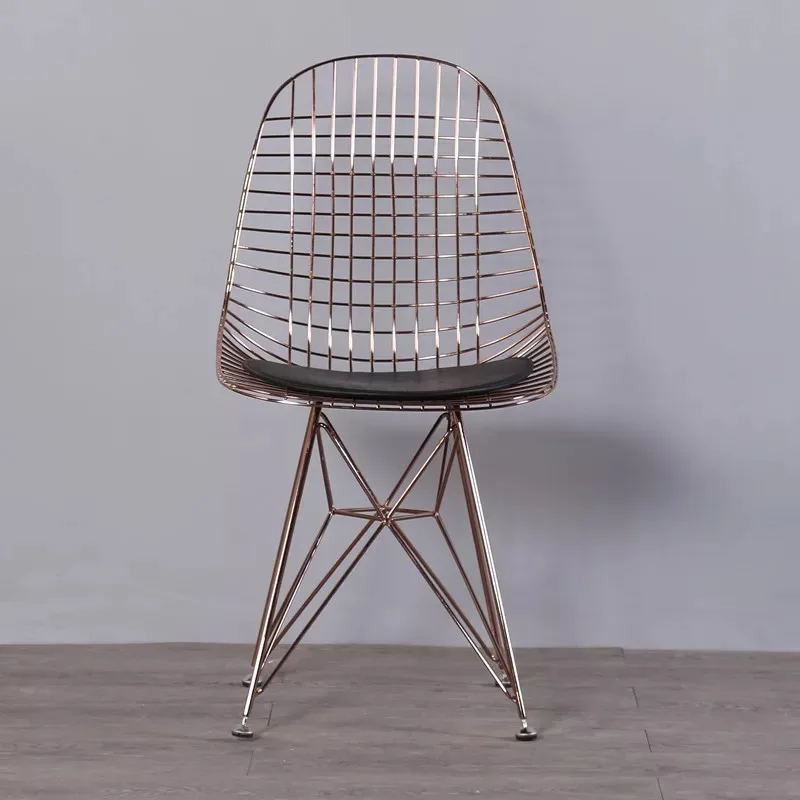 Free shipping U-BEST Harry Bertoia,replica golden steel side wire dining chair with seat pad,european style dining chair