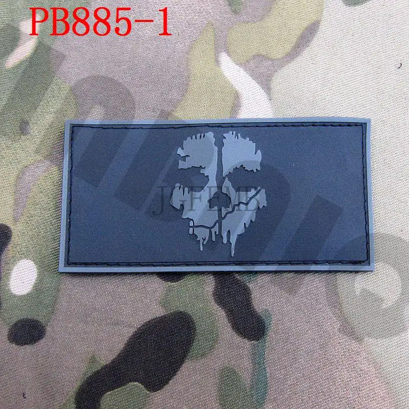 3D ПВХ патч призраки боевой дух военный Резиновый патч - Цвет: PB885 Gray