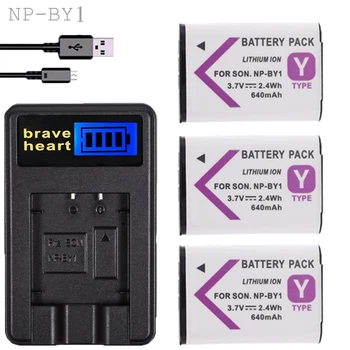 

New USB Charger + 3X NP-BY1 batterie NP BY1 Li-ion Battery pack 3.7V NPBY1 for Sony HDR-AZ1 AZ1VR AZ1VB AZ1VW Video Camera DV