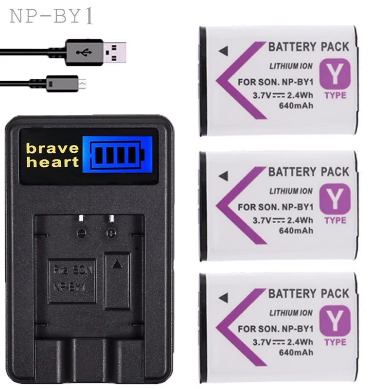 Новый USB Зарядное устройство + 3X NP BY1 мА/ч. аккумулятор Li Ion Батарея пакет 3 7 V NPBY1 для