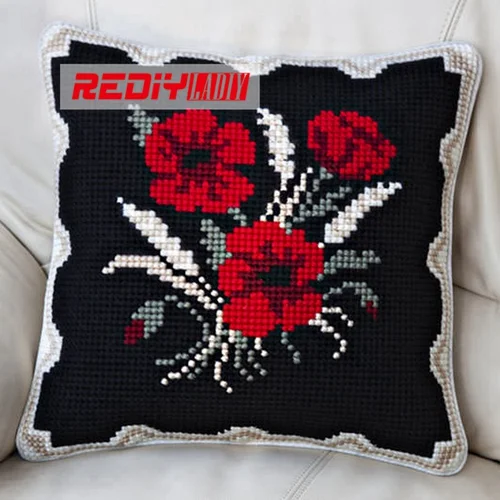Чехол для подушки rediy ladiy с вышивкой крестиком, чехол для подушки для гостиной, объемная пряжа с цветами для вышивания, незавершенные подушки - Цвет: CX0495