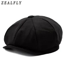 Новые зимние шапки для мужчин и женщин восьмиугольная кепка украшение из шерсти кепка бейсболка от солнца козырек Кепка с металлической буквой Touca черная Повседневная