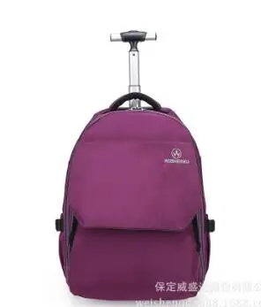 Nylontravel Чемодан накатной рюкзаки сумки тележки Для женщин Для мужчин Бизнес сумка багаж чемодан дорожный рюкзак на колесах - Цвет: purple 19 inch