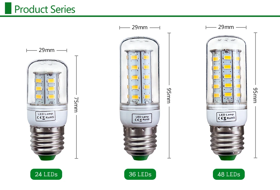 Светодиодная лампочка Кукуруза E27 E14 220 V светодиодный свет SMD5730 мини умная ИС (интеграционная схема) Светодиодный свет лампы 24/36/48/56/69/72