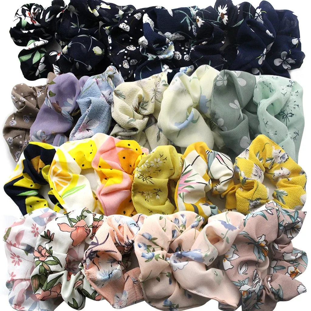 Hair Chiffon Elastics Hair Ties 25 Style Bright Colorful Bobbles Bands Women 25Pcs chiffon rope Tools