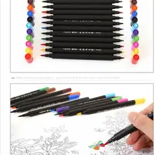 Узнайте 12/24/36 Цвета чернила на водной основе двойной НАКОНЕЧНИК ФЛОМАСТЕР для скетчей Brushand тонкий наконечник для искусства и графический планшет для рисования Манга