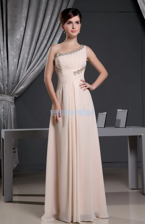 

free shipping 2016 hot special occasion dress one shoulder crystal formal custom size/color evening gown chiffon evening dress