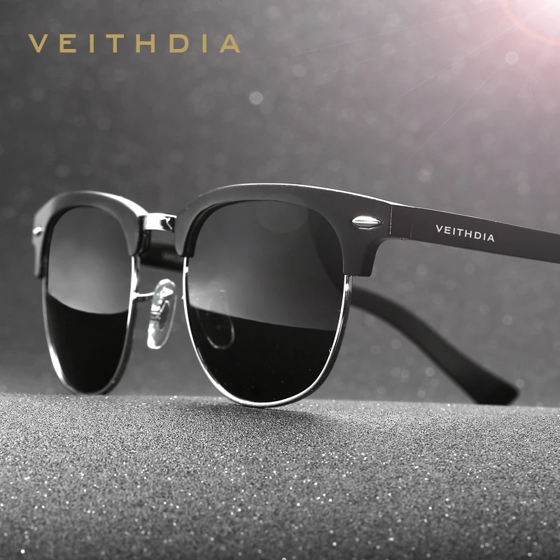 Goedkoop VEITHDIA Al Mg Legering Gepolariseerde Vintage Retro Zonnebril Mannen Merk Designer Vierkante Vrouwen Zonnebril gafas oculos de sol 6690