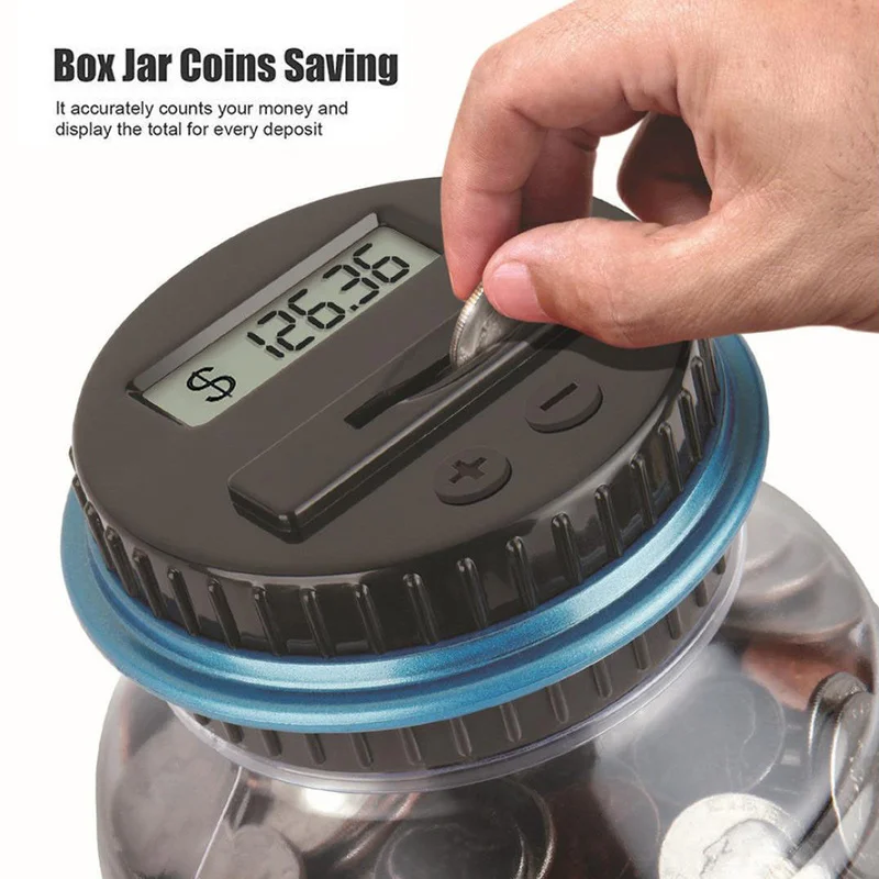 1.8L Piggy Bank Counter Coin Electronic Digital LCD Counting Coin Money Saving Box Jar Coins Storage Box For USD EURO GBP Money