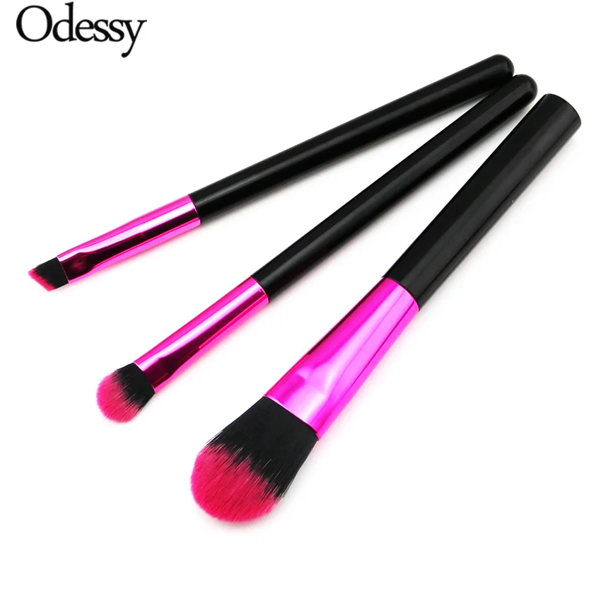 ODESSY 3pcs Hot Pink Make up Brush Foundation Eyebrow Eyeshadow