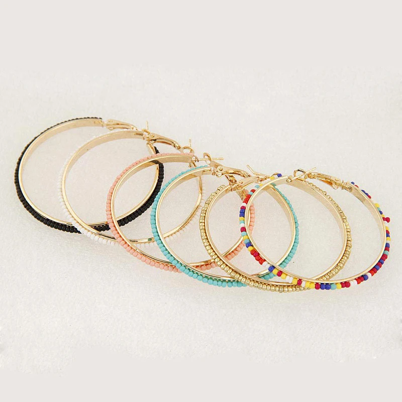 JZTOP многоцветные круглые серьги-кольца с бусинами, модные классические серьги с кругами, баскетбольные женские серьги, серьги d'oreuilles
