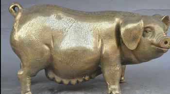 

ymying 1020+++++++ China Fengshui Brass Wealth Zodiac Year Pig Sows Porcine Animal Statue sculpture