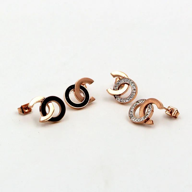 Модные серьги-гвоздики из нержавеющей стали с надписью Love CO, белые, черные, с кристаллами, цвета розового золота, женские вечерние, свадебные, подарок