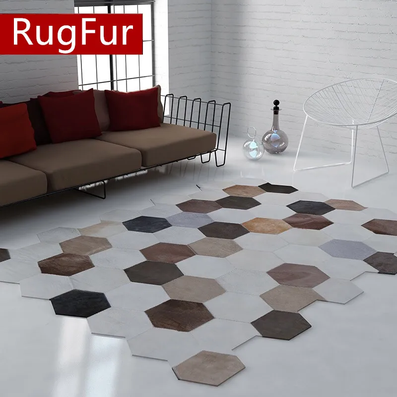 Personalized leather rug pentagonal gray creative carpet