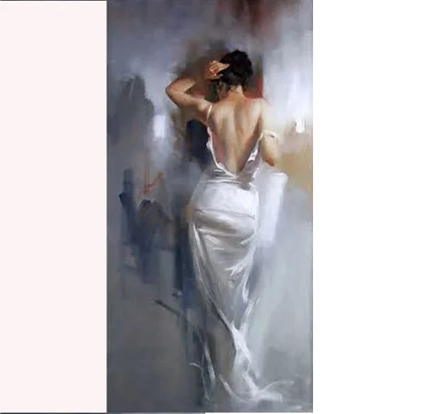 

Hand Painted Latest Painting Dressing White Skirt Nude Back Woman Oil Painting On Cotton Canvas