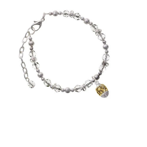Goldtone Fancy Geometric Pattern Spinner Clear Beaded Bracelet