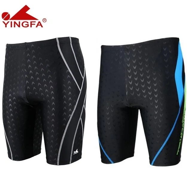 

Yingfa 2019 sharkskin boys men's long racing swimming jammers swim trunks shorts men swimwear plus size Free shipping!!