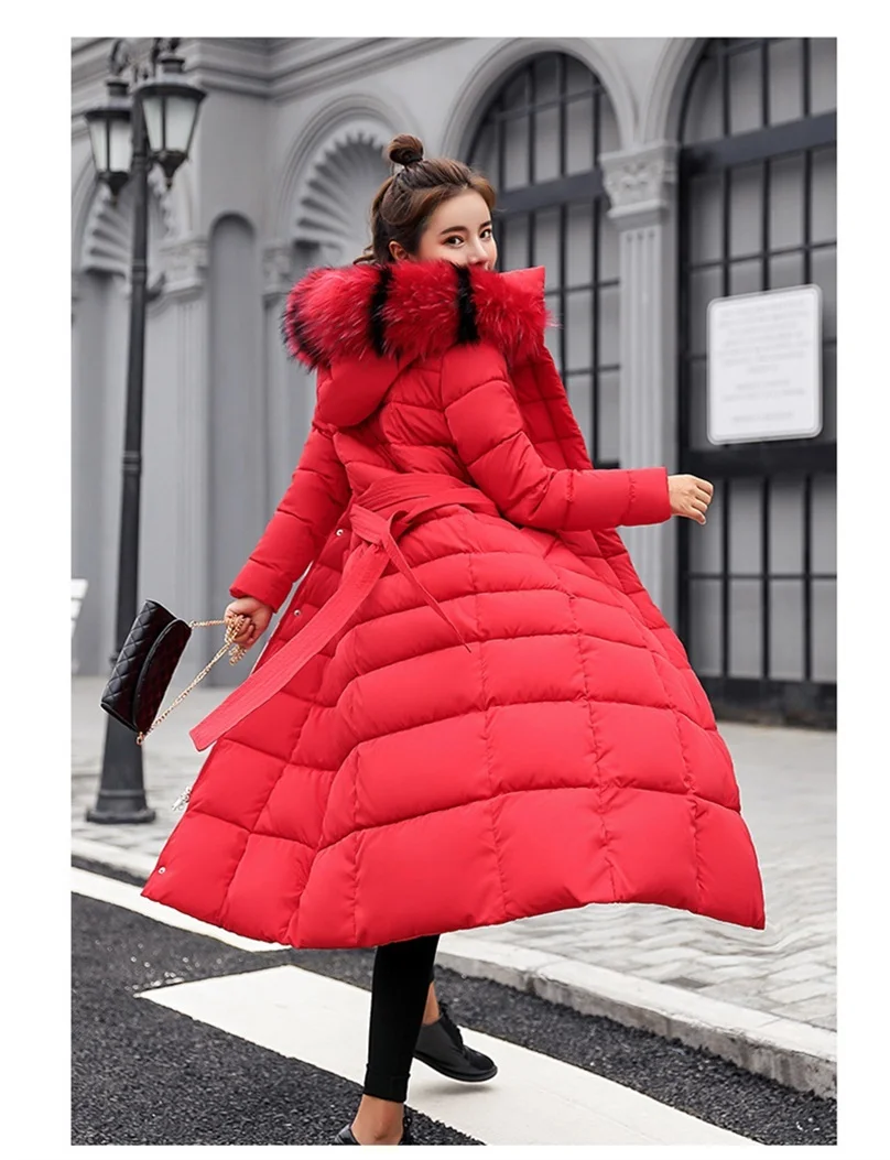 Isiksus стеганые теплые пуховики женские s зимние плюс размер длинные стеганые черные с капюшоном пальто с мехом Куртка парки для женщин WP042