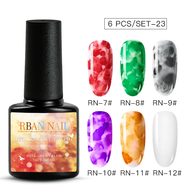 RBAN NAIL DIY акварельный лак для ногтей цветок гель Полупостоянный УФ лампа замачиваемый гель для ногтей Декор лак для нейл-арта маникюрный салон - Цвет: ZH04546