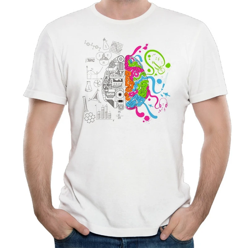 Left And Right Brain T Shirt Design Inspired By Geek T-shirt Style Cool Fashion Casual Novelty Funny Tshirt Men Women Tee | Мужская