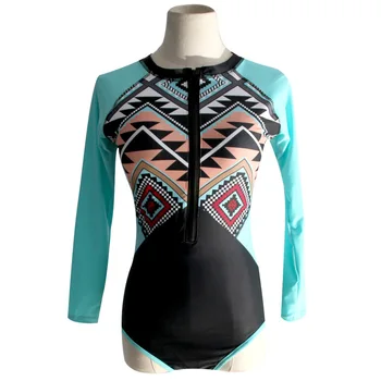 

Hot Sale South Korea Version Of the New Zipper Long Sleeved Swimsuit Women Body Flat Beach Surf Wear Sunscreen Sport Diving Suit