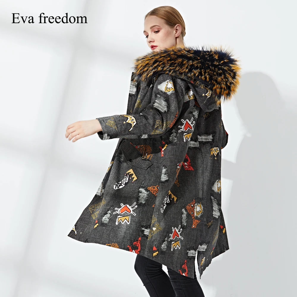 Outwear À D'hiver 2018 Col Vison Femmes Hiver Veste Capuchon Luxe Grand Parkas Manteau Doublure De Fourrure Long Amovible 6dzqUdC
