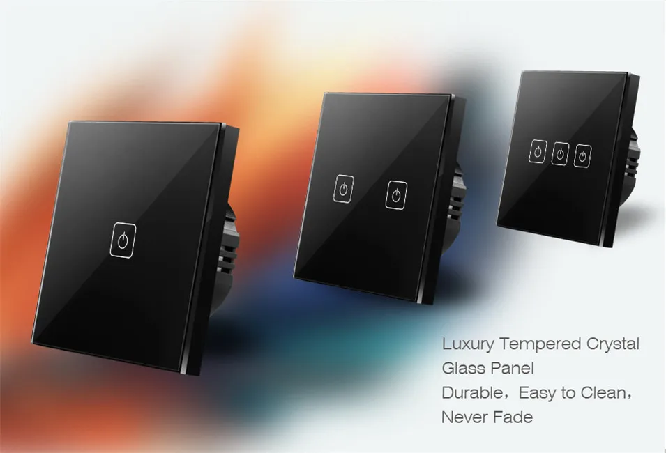 EU Standard Eruiklink Wireless Remote Control Touch Switch 2gang 1 Way,RF433 Smart Wall Switch,Glass Panel,Big Remote Controller-3