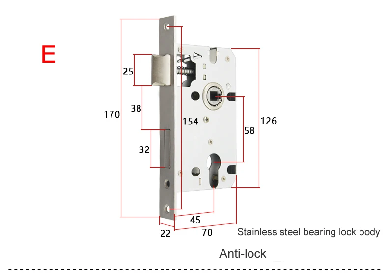 Малый 50, 5040 корпус замка, Центральная дистанция 50, маржа 40, анти-замок, подшипник, немой, комплектующие дверного замка - Цвет: E