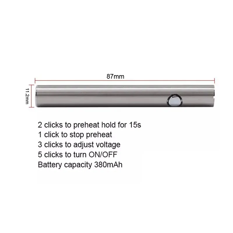 Hot Electronic Cigarettes Battery Mjtech eSmart Preheat Battery 380mah Vape pen oil pen For thick oil cartridge Vaporizer Vape  (1)