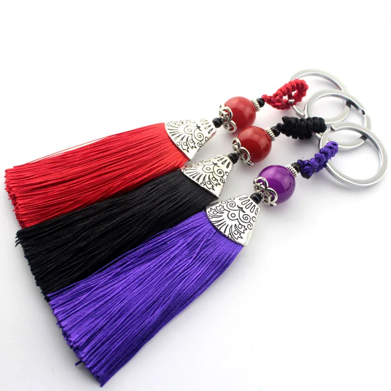 

TEVIDA 5pcs Charms Tassels Key Chain for Women Auto Car Key Ring Bag Purse Pendant Bag Accessories