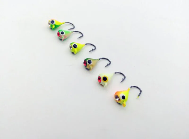  6Pcs Winter Ice Fishing Hook Lure 1.5cm 1.1g Lead Head Hook Bait Jigging Fishing Tackle 